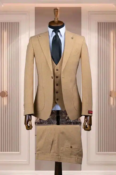 Costume slim homme beige clair