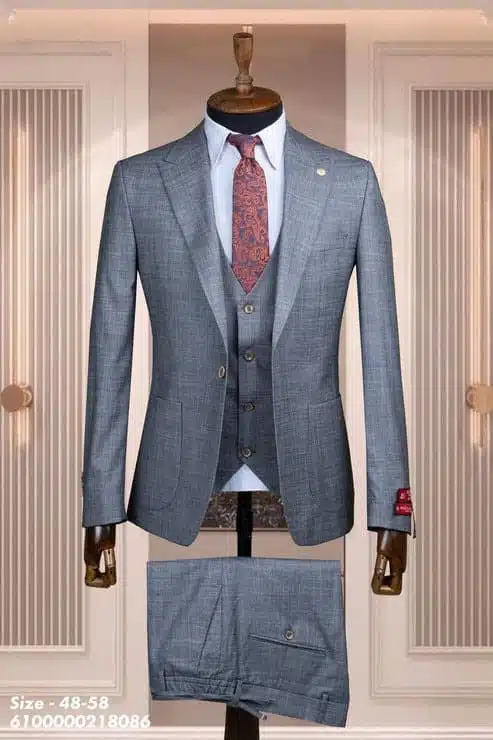 Grau karierter Slim-Fit-Herrenanzug