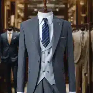 Driedelig pak met dubbelrijs vest