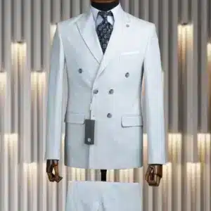 Light Gray Double Breasted Suit and Trousers