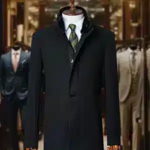 Zwarte Jacket met Bontgevoerde Kraag