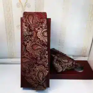 Set van stropdas en pochet in bordeauxrood paisleymotief