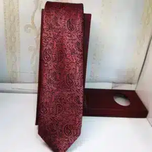 Heren kastanjebruine paisley stropdas