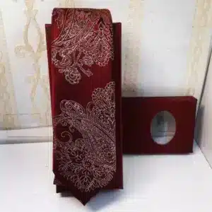 Heren kastanjebruine paisley stropdas