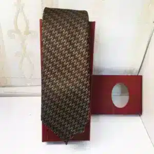 Bruine textuur stropdas met gouden accenten