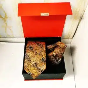 Set van Gouden en Zwarte Stropdas en Pochet