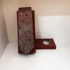 Grijze en roze paisley stropdas