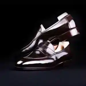 Handgemaakte bordeauxrode leren penny boots