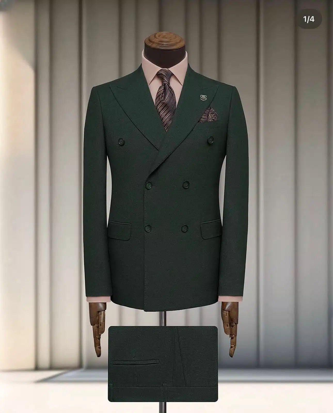 Costume croisé à motif vert – Image 2