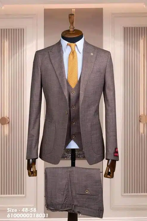 Light brown slim-fit suit