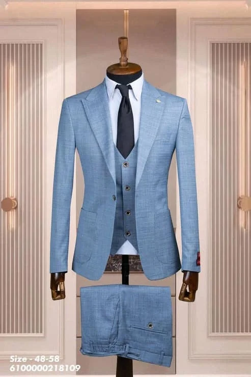 blauw slim fit pak heren